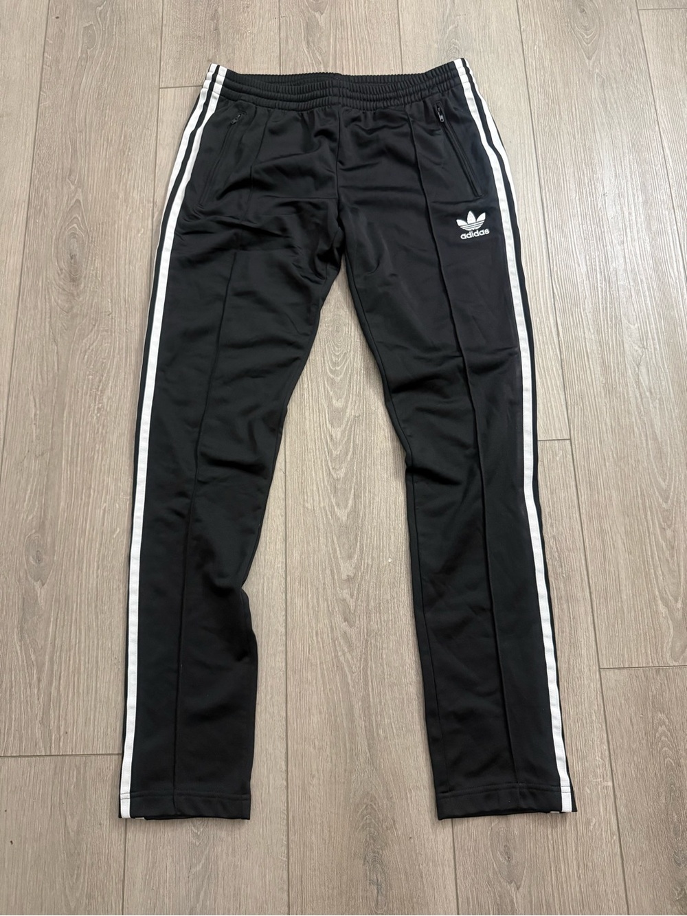 adidas Black Track Pants with White Side Stripes - women’s